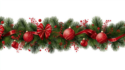 christmas tree branches with red balls