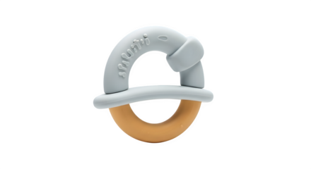 Baby teether isolated on transparent background, designed to soothe sore gums and provide safe chewing relief during teething phase