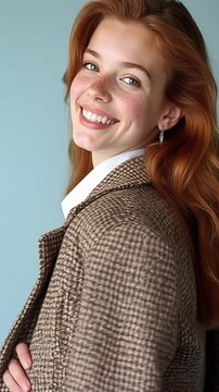 Video portrait of a young woman with natural expression and soft lighting. Stylish and versatile clip, perfect for avatars, profiles, or creative video projects in 4K.567