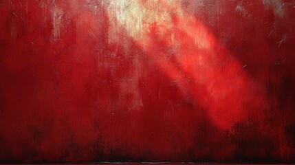 Textured red wall with dark shadows and soft light highlighting uneven surface creating dramatic and moody atmosphere