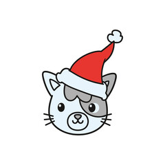 Cute cat wearing a santa hat vector illustration