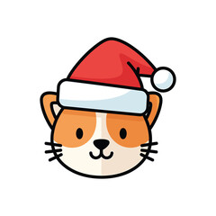 Cute cat head wearing a santa hat for christmas