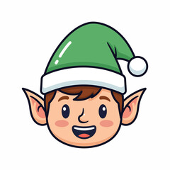 Cute christmas elf head with a happy expression