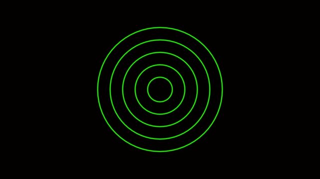 Abstract radio wave black background 4k video animation. Digital radio waves red circle diffusion. radio waves signal icon animation.
