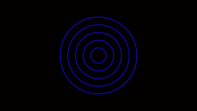 Abstract radio wave black background 4k video animation. Digital radio waves red circle diffusion. radio waves signal icon animation.