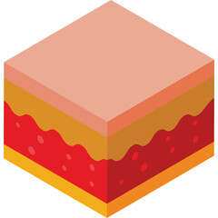 Isometric Cross Section Of Human Skin Layers Showing Epidermis Dermis And Hypodermis In A Clean Flat Vector Illustration