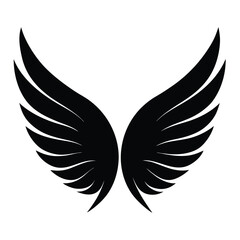 Obraz premium Elegant black silhouette of bird or angel wings, a powerful graphic symbol representing freedom, hope, and spirituality