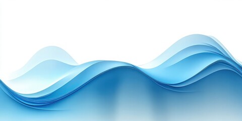 Abstract smooth layered blue waves flowing horizontally on a white background with a clean modern aesthetic