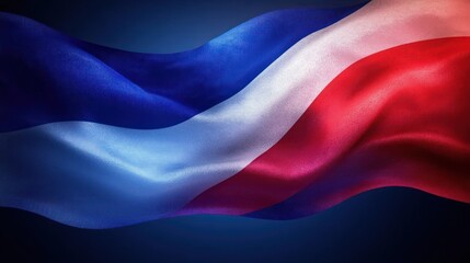 wavy fabric with horizontal stripes of blue, white, and red colors flowing gracefully with smooth texture and vibrant lighting