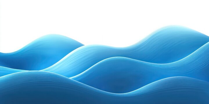 Smooth flowing blue waves with gentle curves creating a serene and calming visual effect against a bright white background