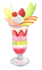 フルーツパフェのイラスト