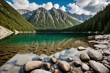 Pristine Alpine Lake with Mountain Reflections