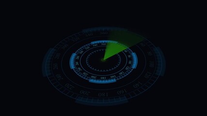 Circular Digital Interface with Numerical Indicators and Grids on Dark Background. Modern digital circular interface with numerical readouts and structured grids for tech visualization.