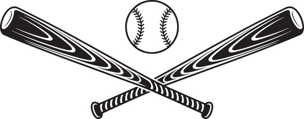 Baseball game elements two crossed bats and a ball dynamic sports team emblem