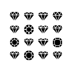 Minimalist Black Diamond and Round Gem Shapes Grid Pattern