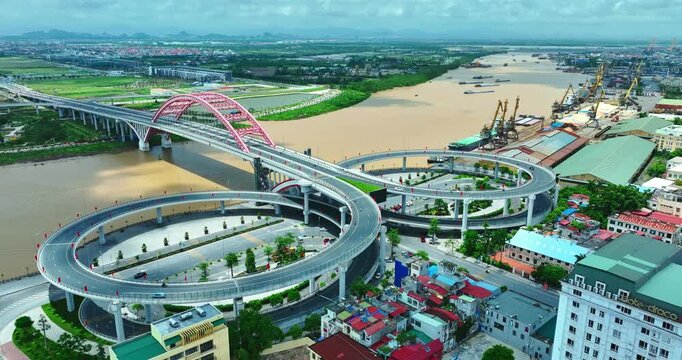 Hoang Van Thu bridge in Hai Phong, Vietnam in the morning