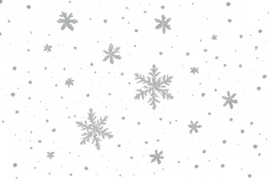 Falling snow creating winter atmosphere, snowflakes overlaying transparent background for frozen, cold weather effect