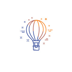 Hot Air Balloon Line Icon with Gradient Colors.
