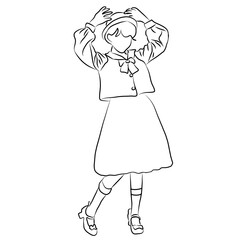 
Elegant Line Art of a Girl Adjusting Her Hat in School Uniform

 