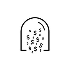 Money pouring out of a vault representing financial success and wealth.