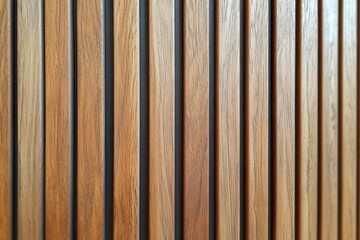 Close-up view of vertical wooden panels with natural wood grain texture in varying warm brown tones