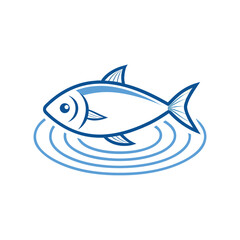 Blue Fish Creating Ripples in Water Logo waves