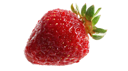 Strawberries isolated. Two ripe strawberries, half a strawberry with green leaves on a white background.