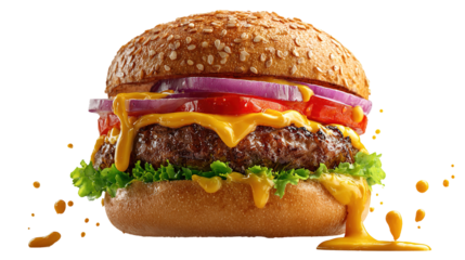 fresh tasty burger isolated on transparent background