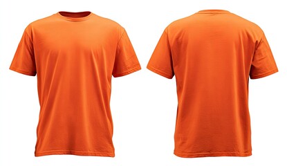 Orange tee shirt, front & back view on a clean white background