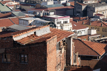 Earthquake Damage Turkey Buildings Aerial View: Post-quake assessment reveals widespread destruction in residential areas.