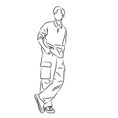 
Minimalist Line Art of a Man in Cargo Pants


