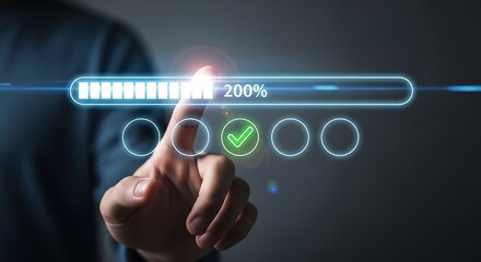 Overachieving Progress Bar with Hand Gesture, Completion, and Positive Feedback