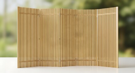 Bamboo folding screen for garden or patio isolated on white background