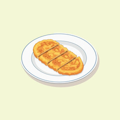 Golden Brown Pan Fried Pancake Slices on a White Plate.