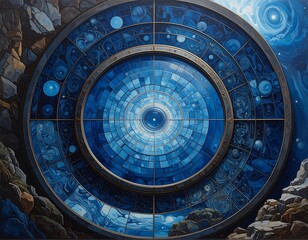 Fototapeta premium Abstract artwork of a celestial observatory with cosmic and starry sky elements