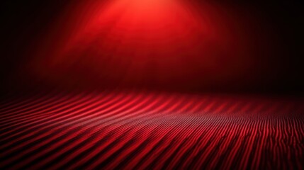 Abstract digital landscape with red illuminated wavy lines and dark background creating dramatic light rays
