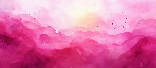 Abstract gradient of pink and magenta watercolor clouds blending softly with light yellow at the top, evoking calm and dreamy atmosphere