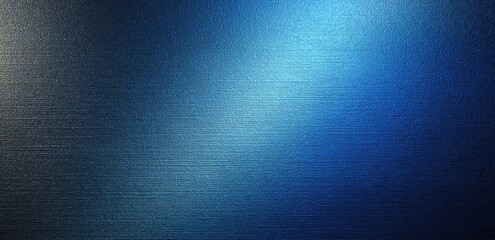 Abstract blue metal surface with brushed texture and gradient light effects