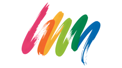 Vibrant abstract brush strokes in a spectrum of bright colors on a dark background