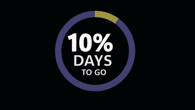 10 Days to go, 10 Days left icon, 10 days to go vector on blck background, Transparent date, 4K HD video with blck and green background alpha channel.Motion graphic.