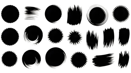 Collection of hand drawn oval shapes and scribbles on black background