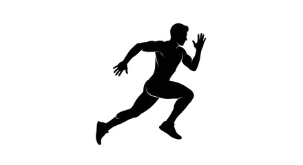 Silhouette of a male athlete in full sprint, showcasing movement and speed.