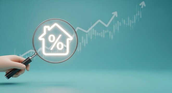 Home loan interest rate analysis with increasing graph background concept