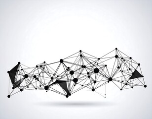 Abstract network design with connected dots and lines against a white background