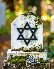 A headstone bearing a Star of David at a burial ground