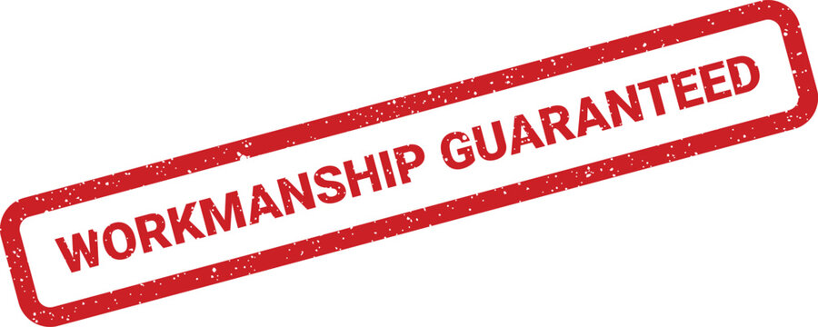 A textured official rubber stamp mark prominently displaying the assuring phrase WORKMANSHIP GUARANTEED for service quality