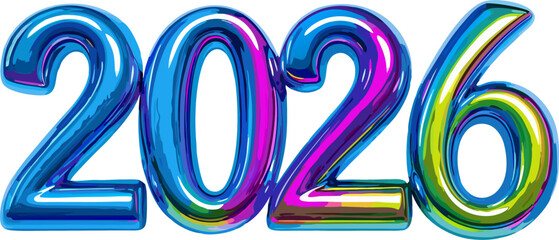 Celebrate 2026 with vibrant balloon numerals, a festive and modern graphic design element for New Year © Pak bambang