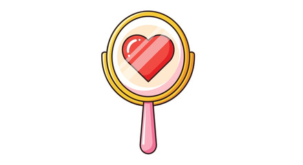 Cartoon mirror reflecting a red heart, symbolizing self-love and positive self-image.