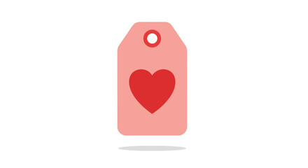 Pink tag with a red heart for Valentine's Day.