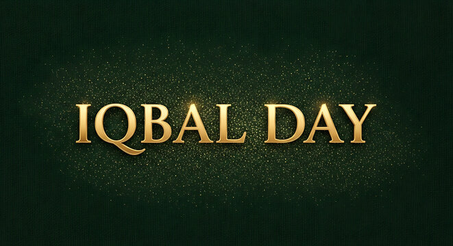 Celebrate Iqbal Day A Golden Text Design Against an Elegant Textured Green Backdrop